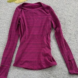 lululemon athletica Magenta Striped Long Sleeve Top